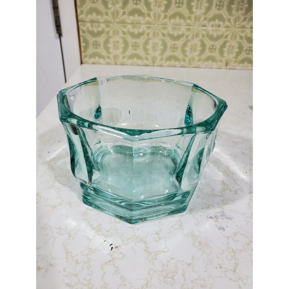 Indiana Glass Concord Candy Dish Teal Tint No Lid 8 Sided Aqua MCM